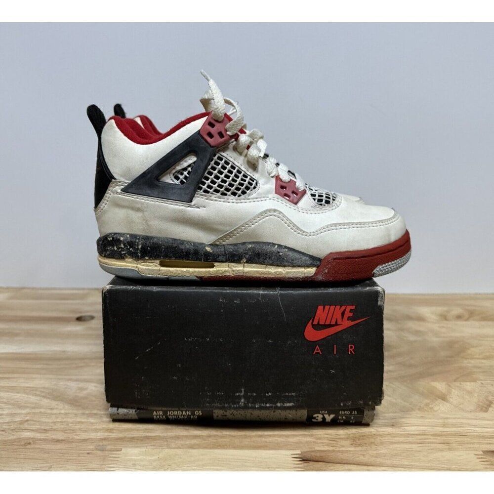 Nike Air Jordan 4 OG 1989‎ Fire Red Size 3 Youth OG Box Vintage Shoes Collectors